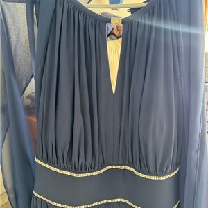 Oleg Cassini Midnight Blue Long Sleeve Dress